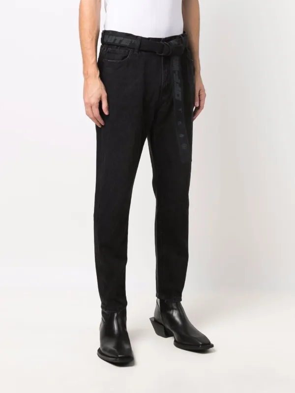 belted tapered jeans for men 
