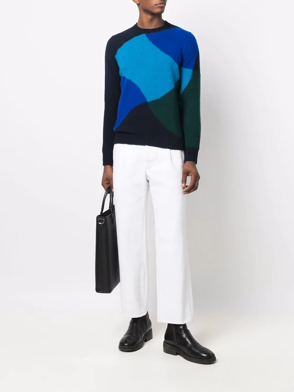 Drumohr Trui met colourblocking Blauw