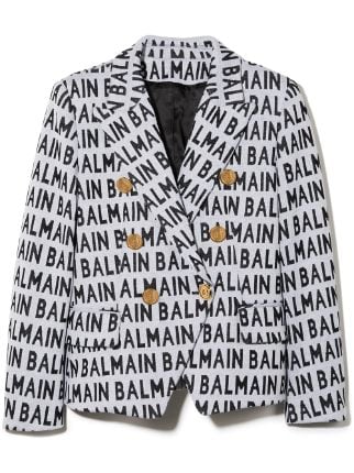 Balmain double-breasted logo-embossed Blazer - Farfetch