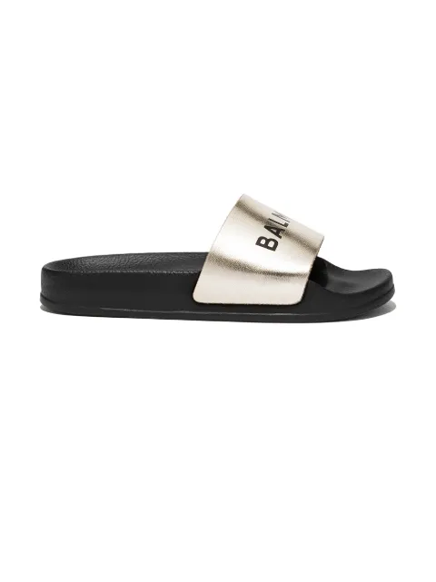 Balmain Kids logo-print pool slides