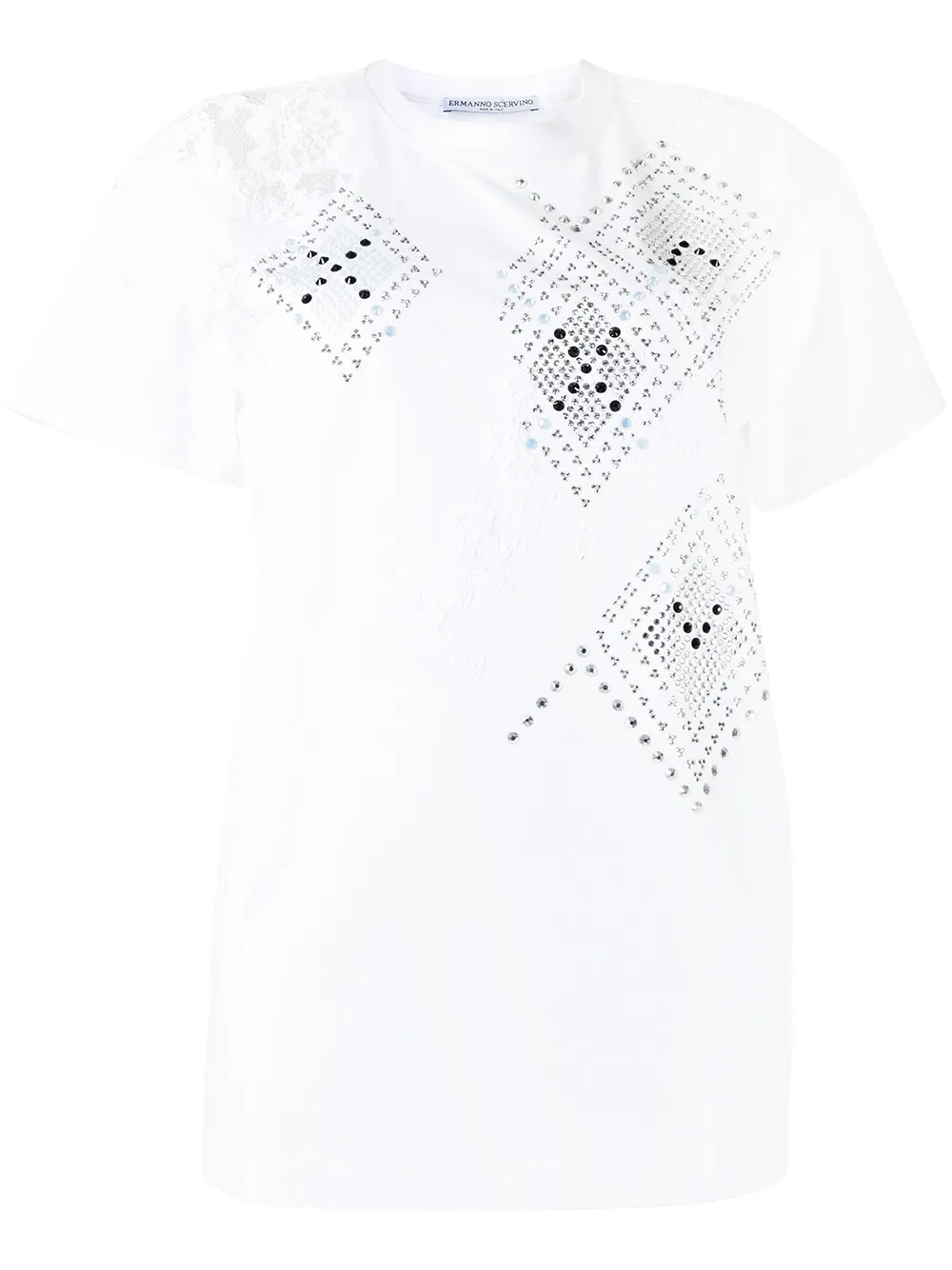 

Ermanno Scervino playera oversize con cristales - Blanco