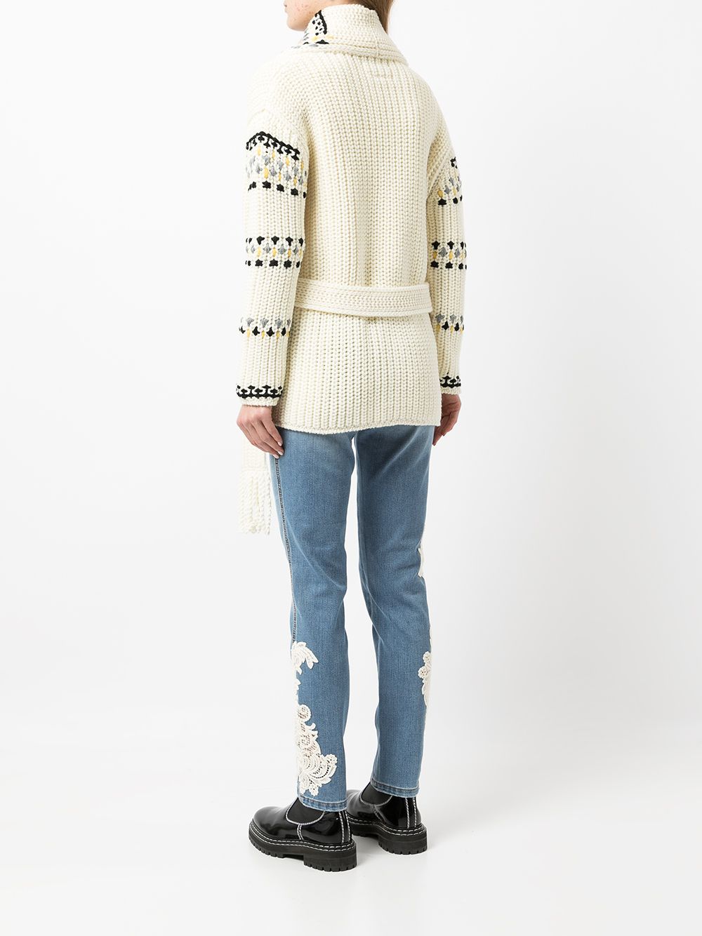 Shop Ermanno Scervino Diamond Embroidered Cardigan In 白色