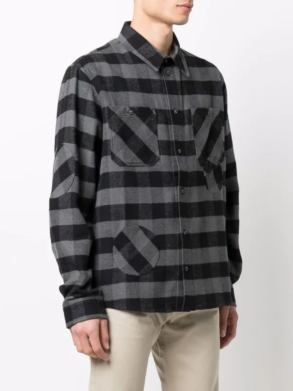off-white チェック　シャツ Off-White ジップアップ チェックシャツ | ブルー | FARFETCH JP