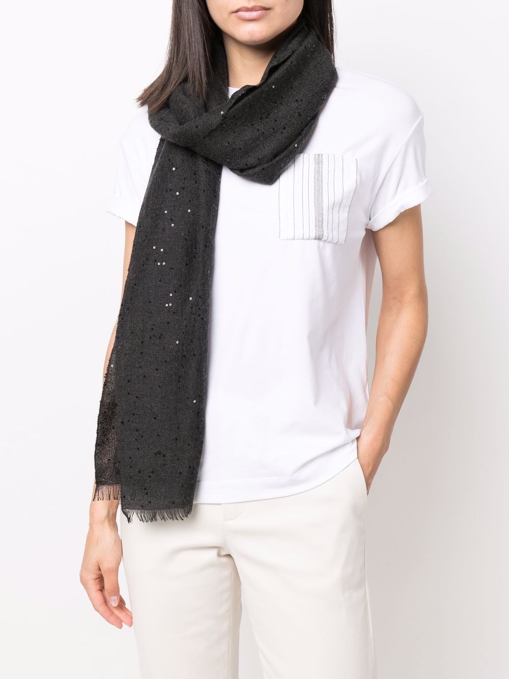 Brunello Cucinelli sequin embellished scarf - Zwart