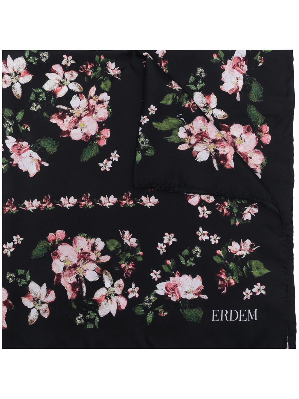фото Erdem шелковый платок margot с цветочным принтом