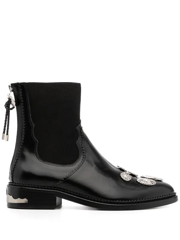 mix-badge leather ankle boots