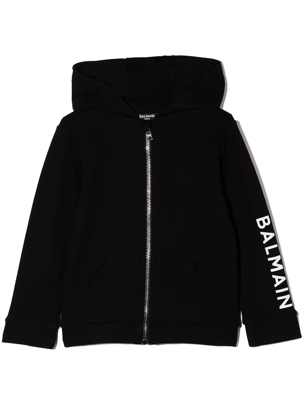 

Balmain Kids logo-sleeve zip-up hoodie - Black