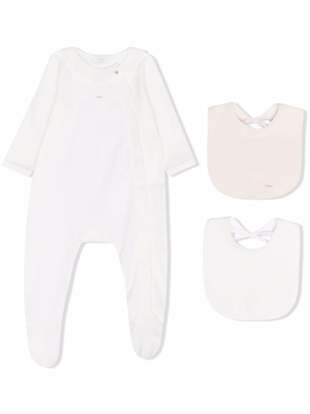 

Chloé Kids pijama con cuello bordado - Blanco