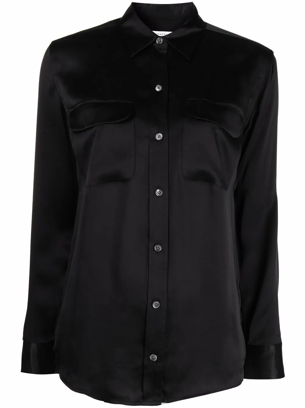 Equipment Signature Slim-fit Silk Shirt In Black