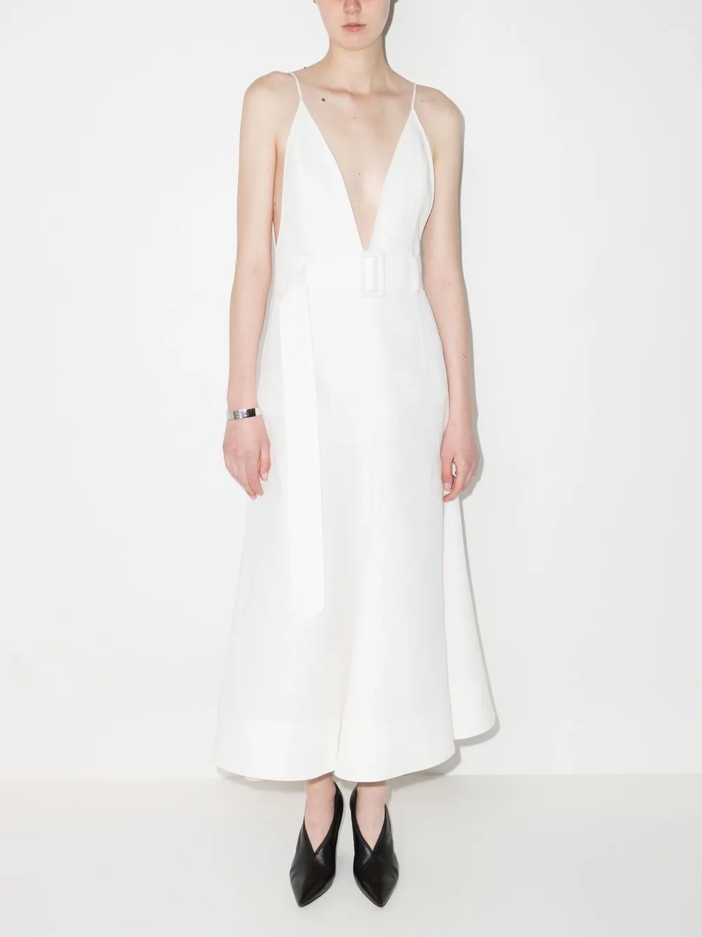 Materiel Maxi-jurk met diepe V-hals - Wit