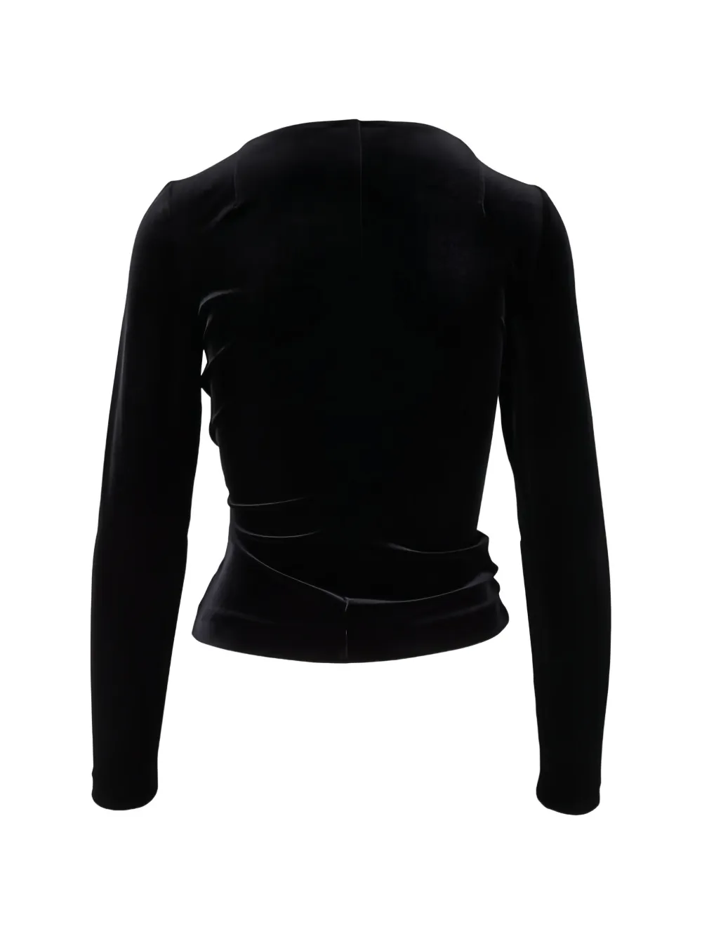 Talbot Runhof Cassiopeia velvet V-neck top - Zwart