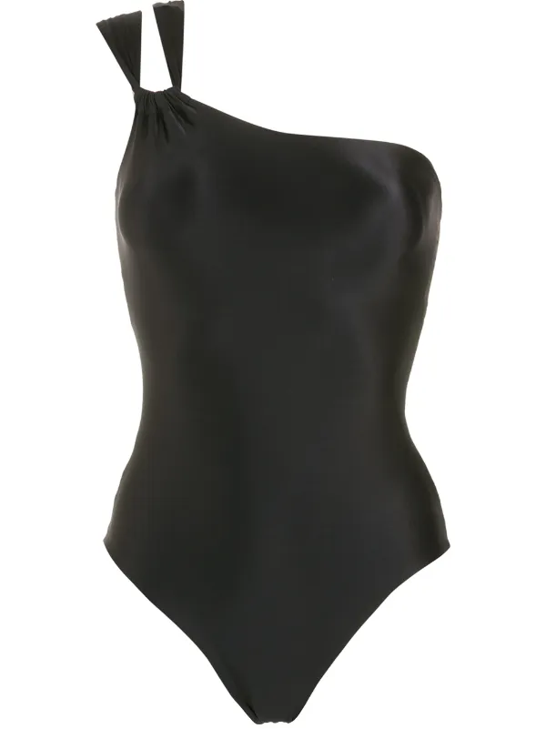 One shoulder black outlet bathing suit