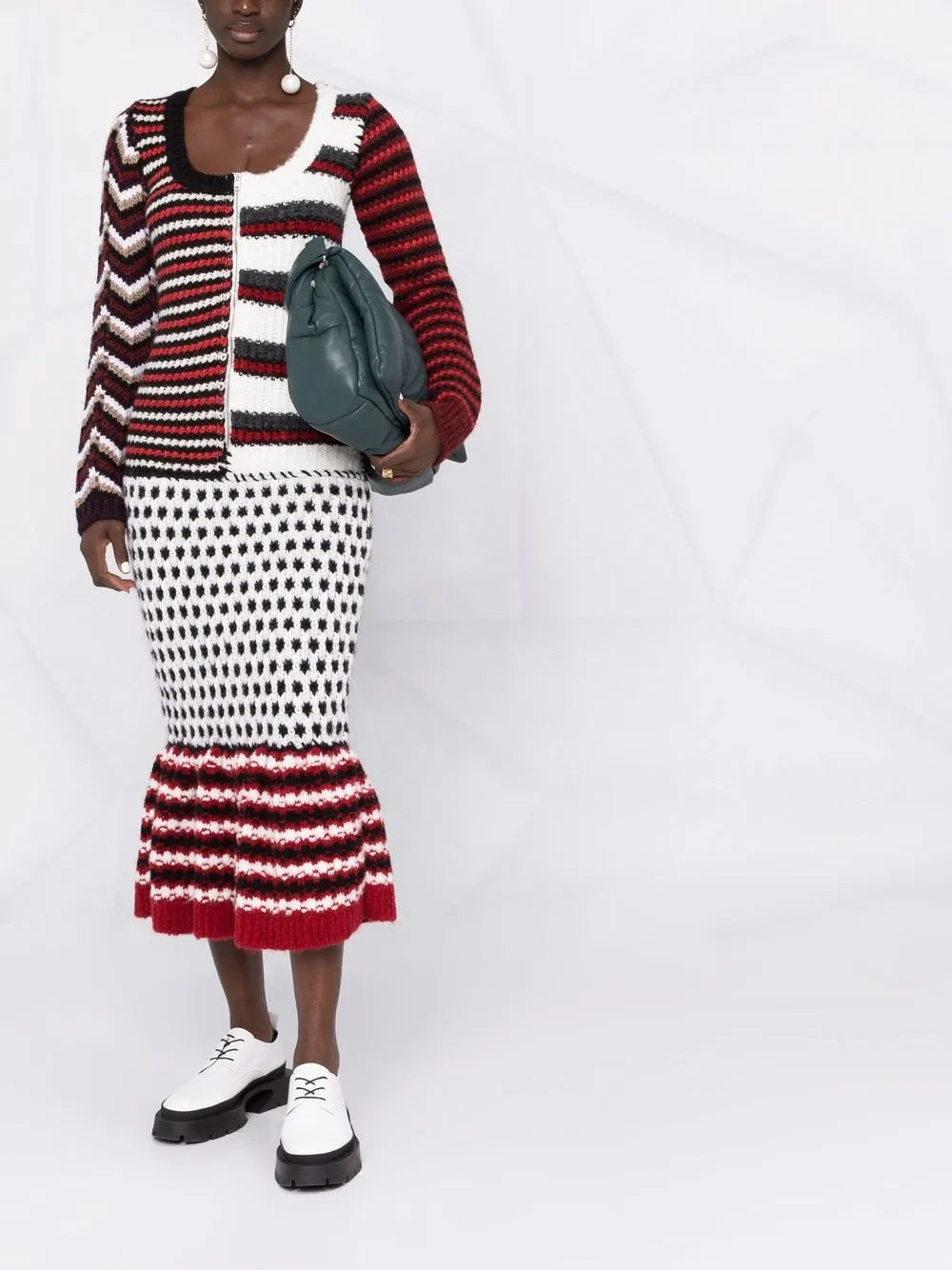 фото Marni трикотажное платье миди с узором