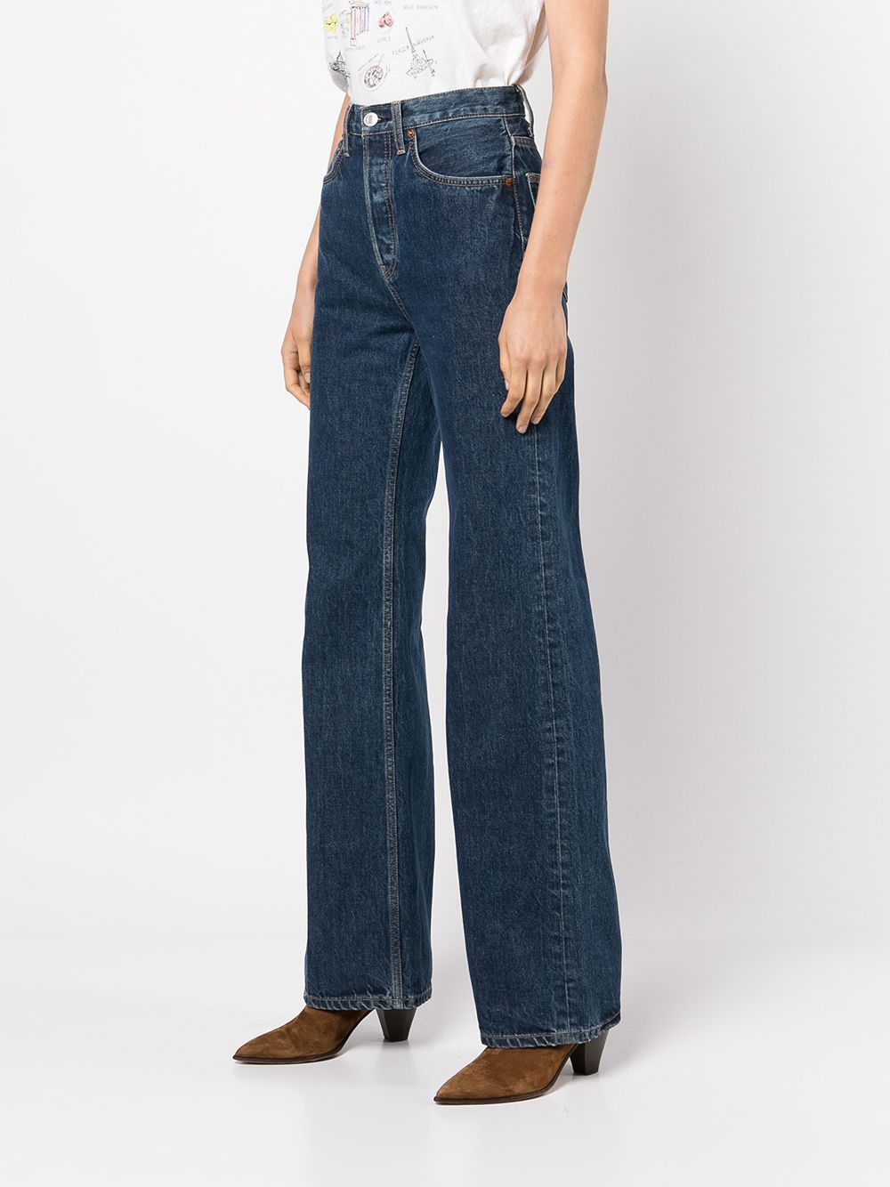 RE/DONE '70s Ultra High Rise Wide Leg Jeans in Indigo Storm