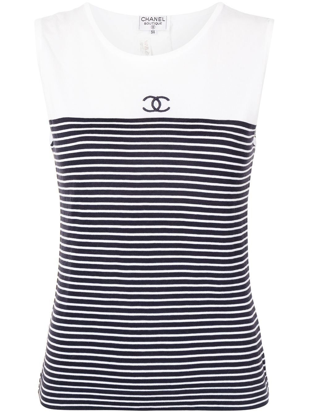 

Chanel Pre-Owned top sin mangas con logo 1990 - Blanco