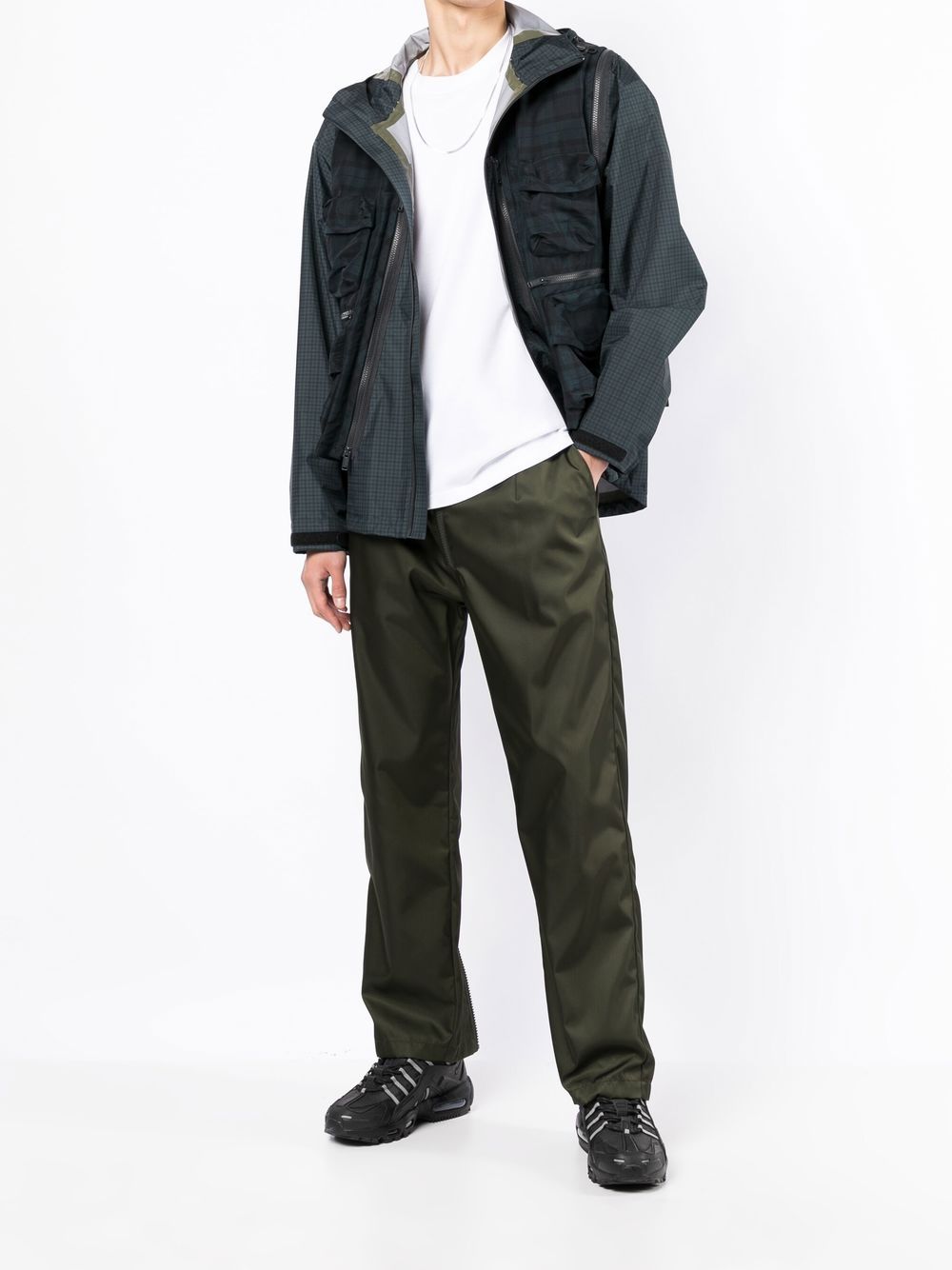 Shop Undercover Check-pattern Zip-fastening Jacket In Green