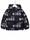 BOSS Kidswear logo print puffer jacket - Black