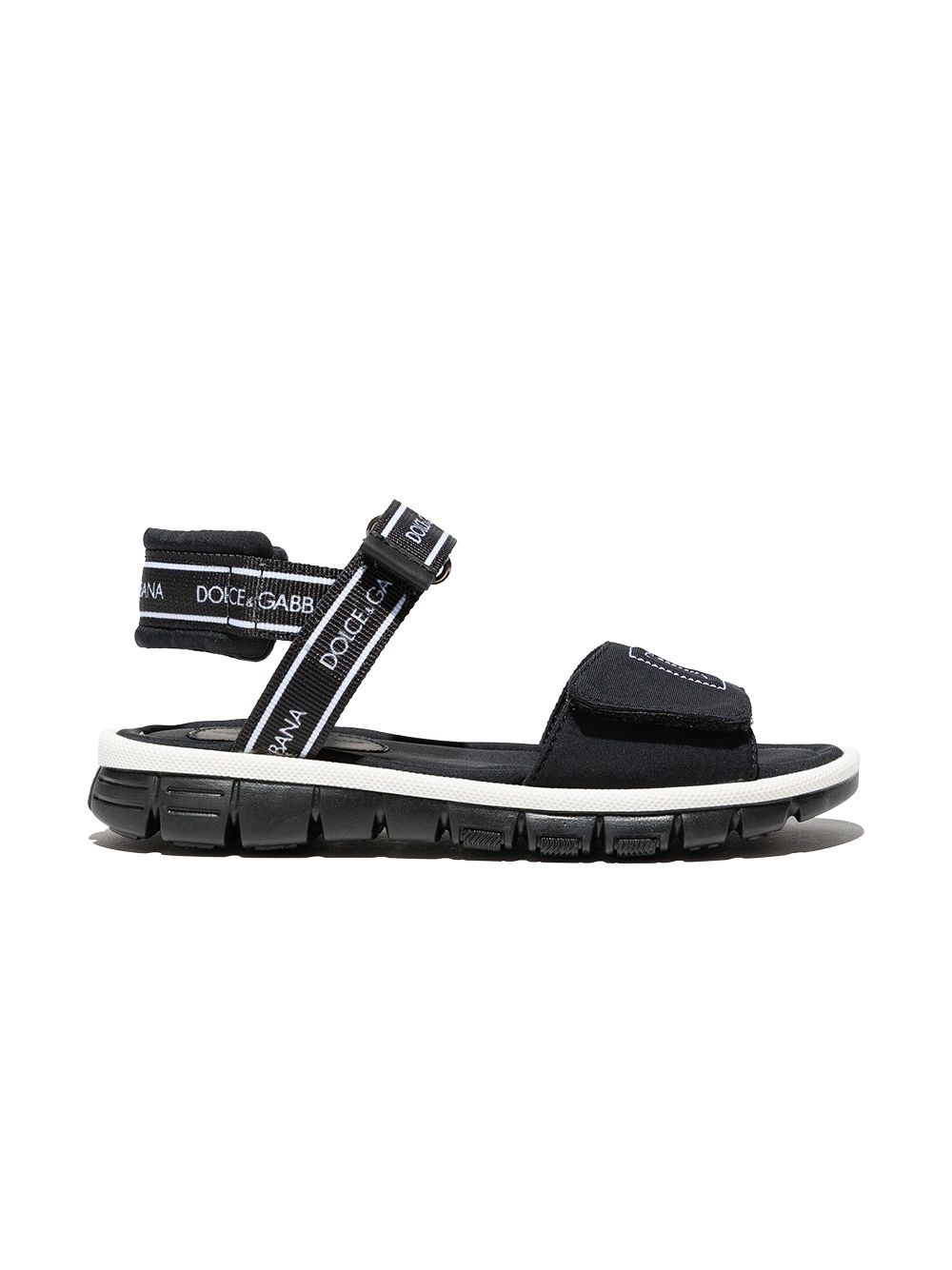 Shop Dolce & Gabbana Logo-print Touch-strap Sandals In Black