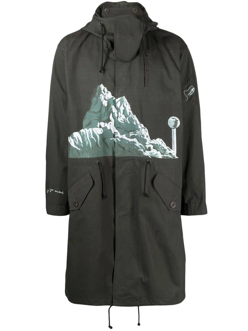 

Undercover graphic-print cotton parka - Green