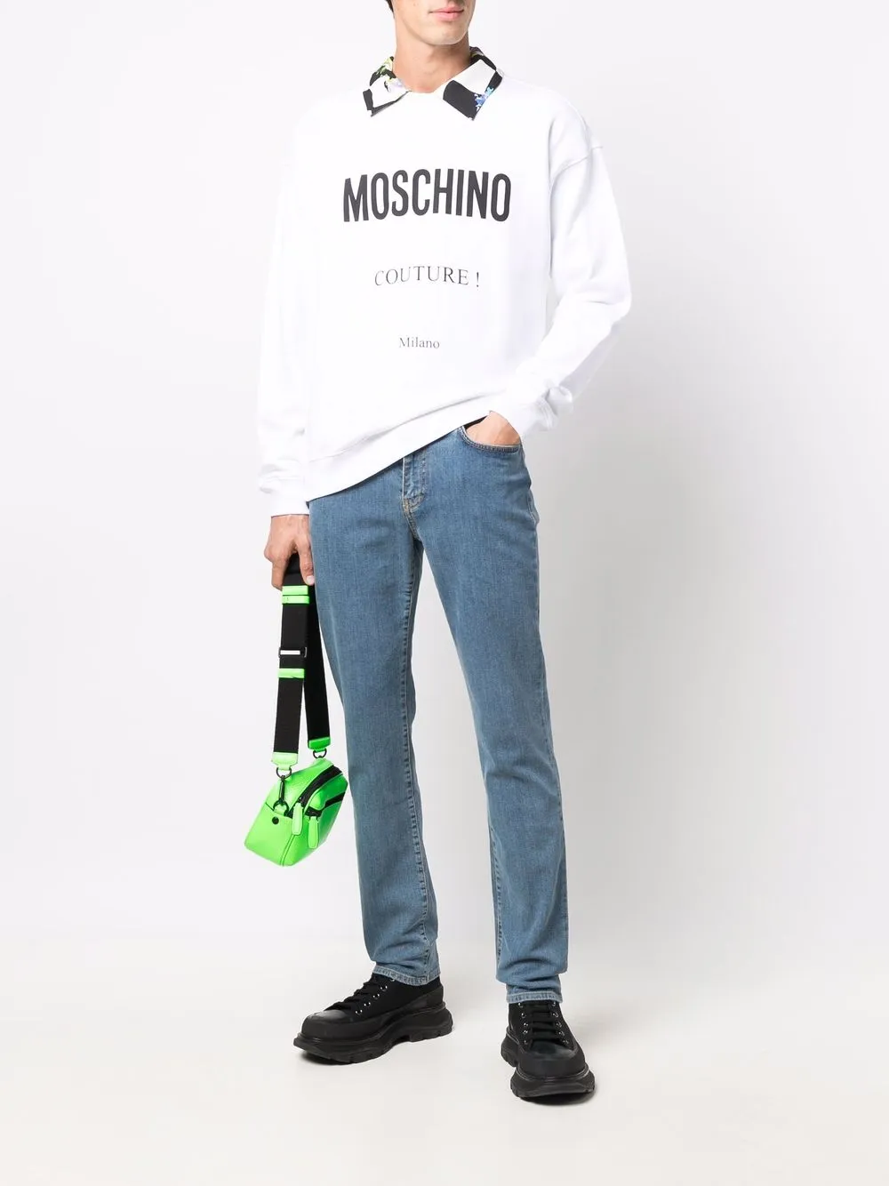 Moschino Trui met logoprint - Wit