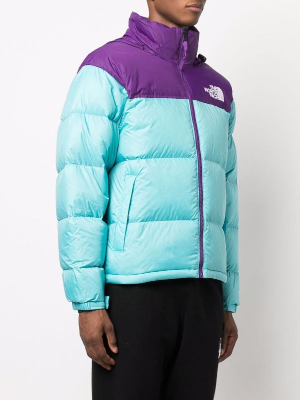 color block north face puffer