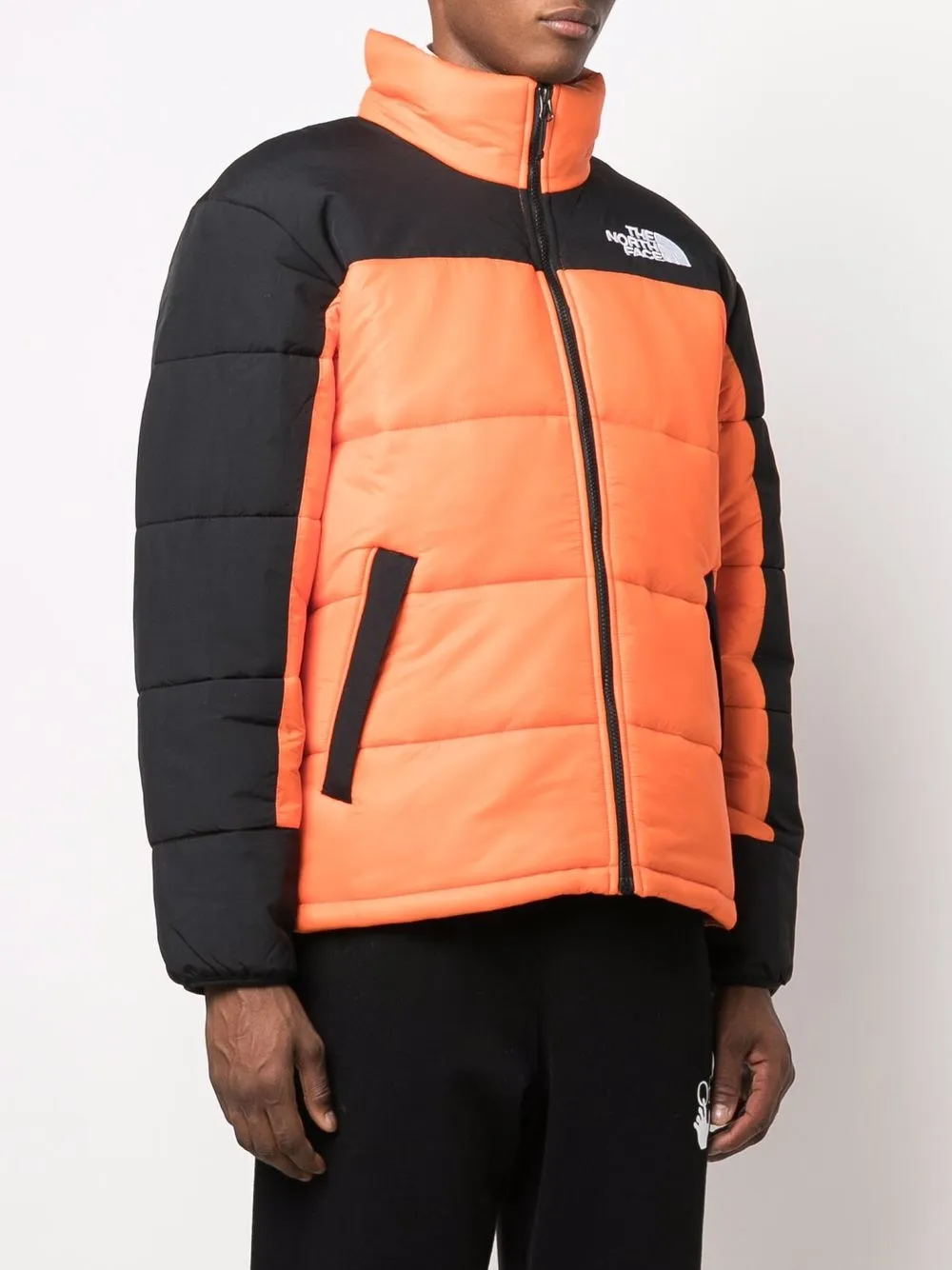 фото The north face пуховик в стиле колор-блок