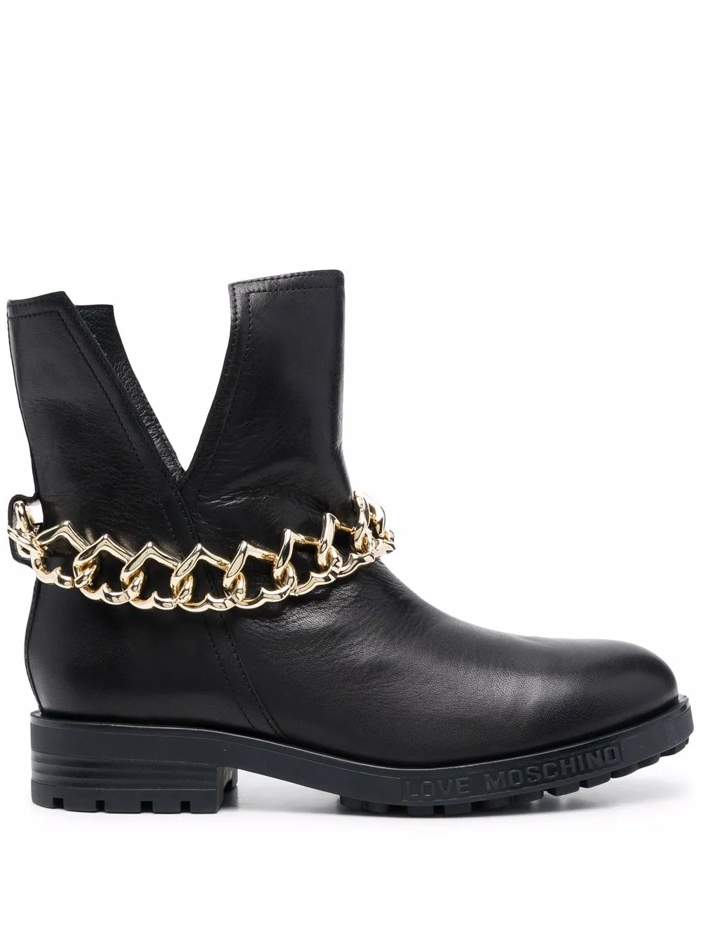 

Love Moschino botines con cadena de corazones - Negro