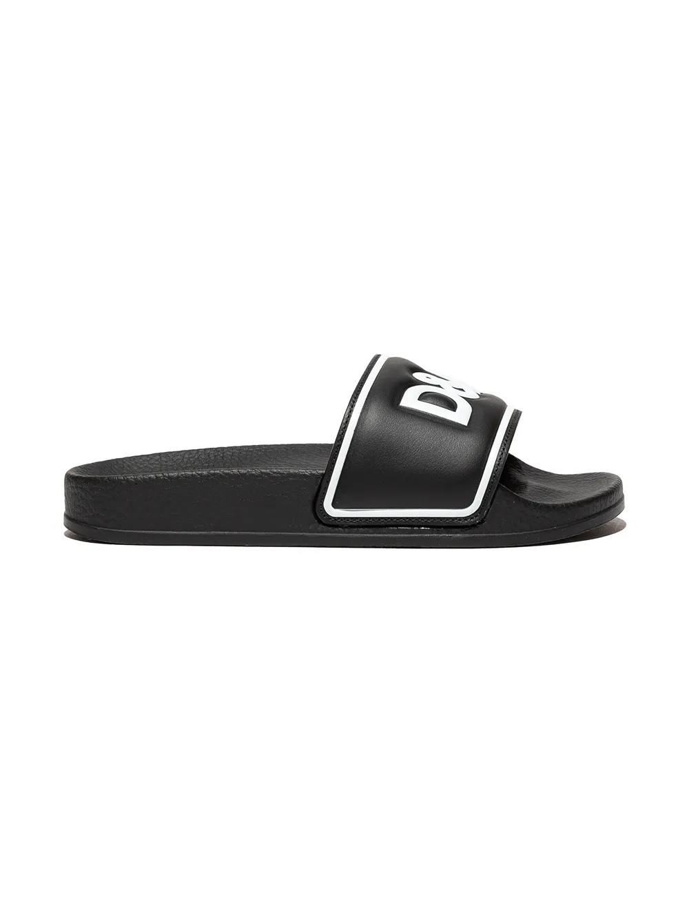 

Dolce & Gabbana Kids logo-print leather slides - Black