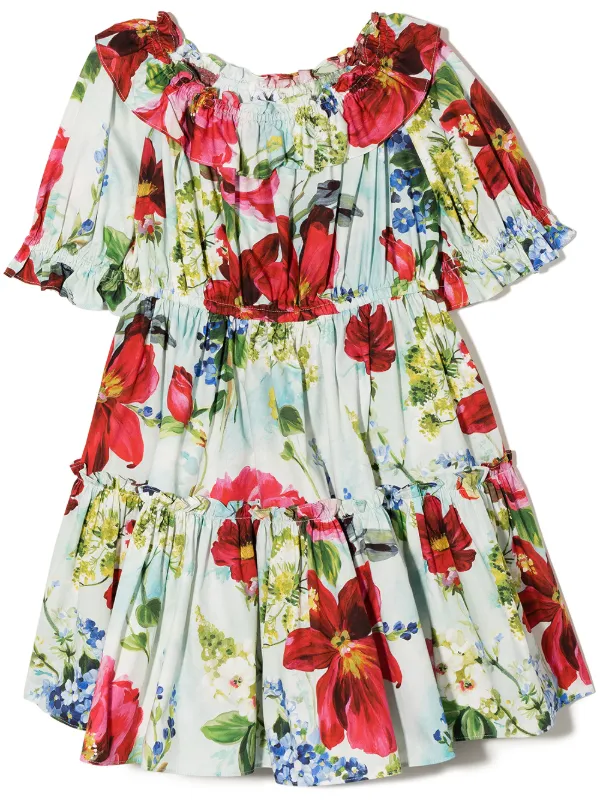 Dolce & Gabbana Kids Garden-print Cotton Dress - Farfetch