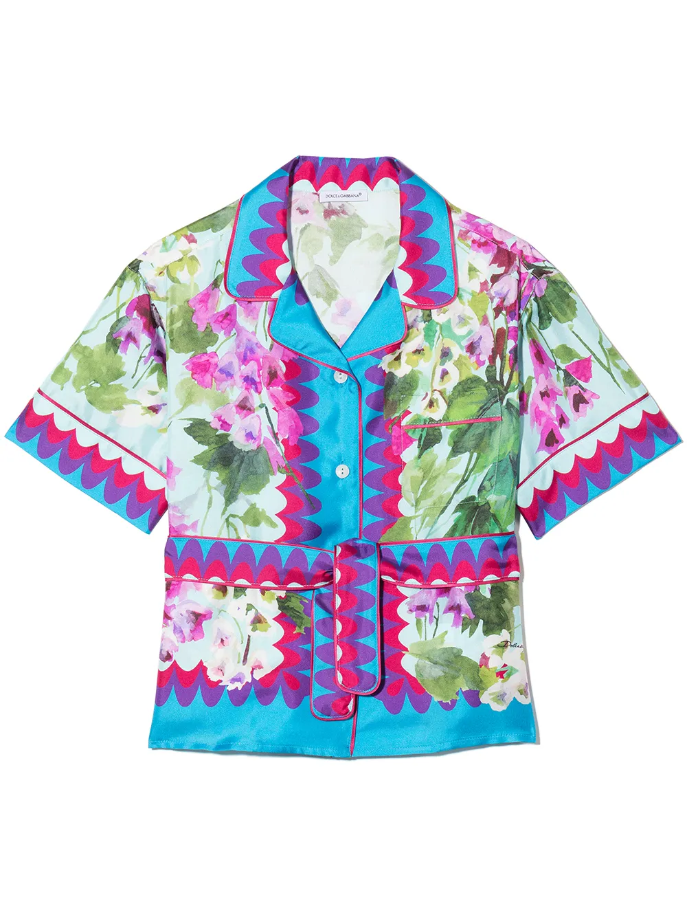 

Dolce & Gabbana Kids camisa manga corta con estampado floral - Azul