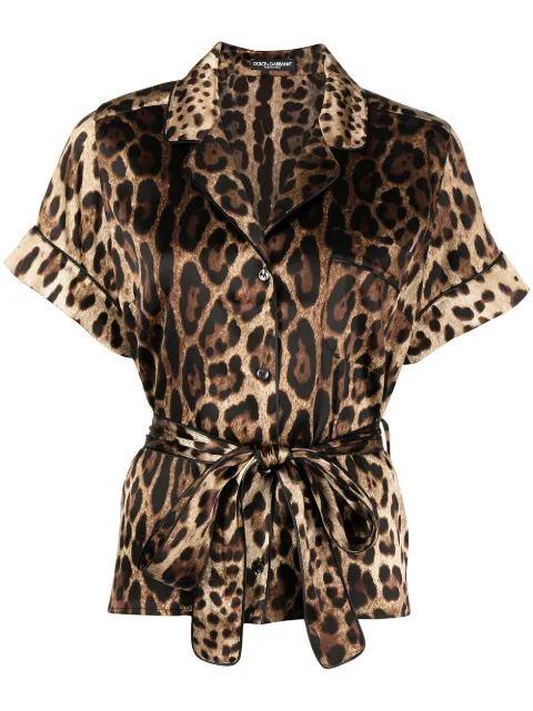 Dolce & Gabbana leopard-print belted silk shirt