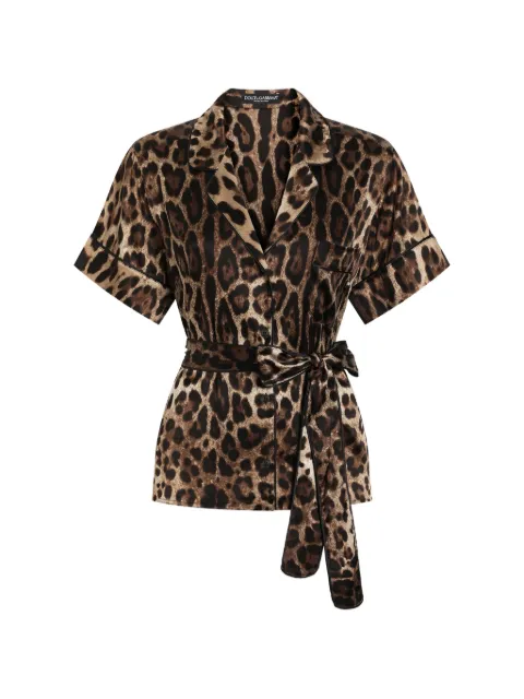 Dolce & Gabbana leopard-print belted silk shirt