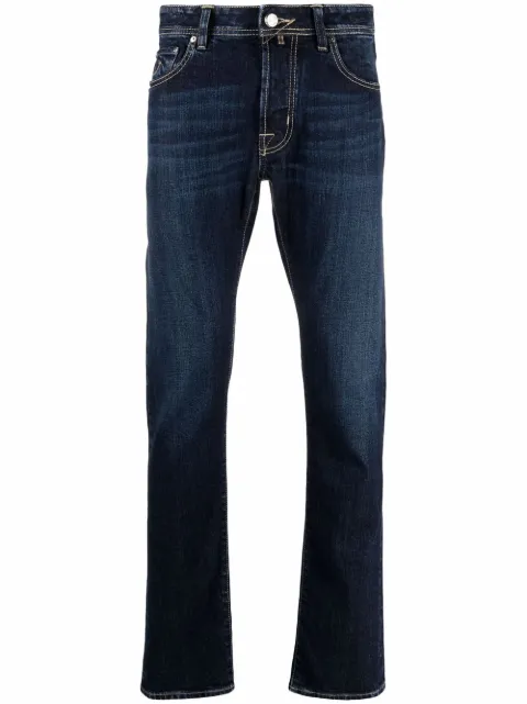 slim-cut denim jeans