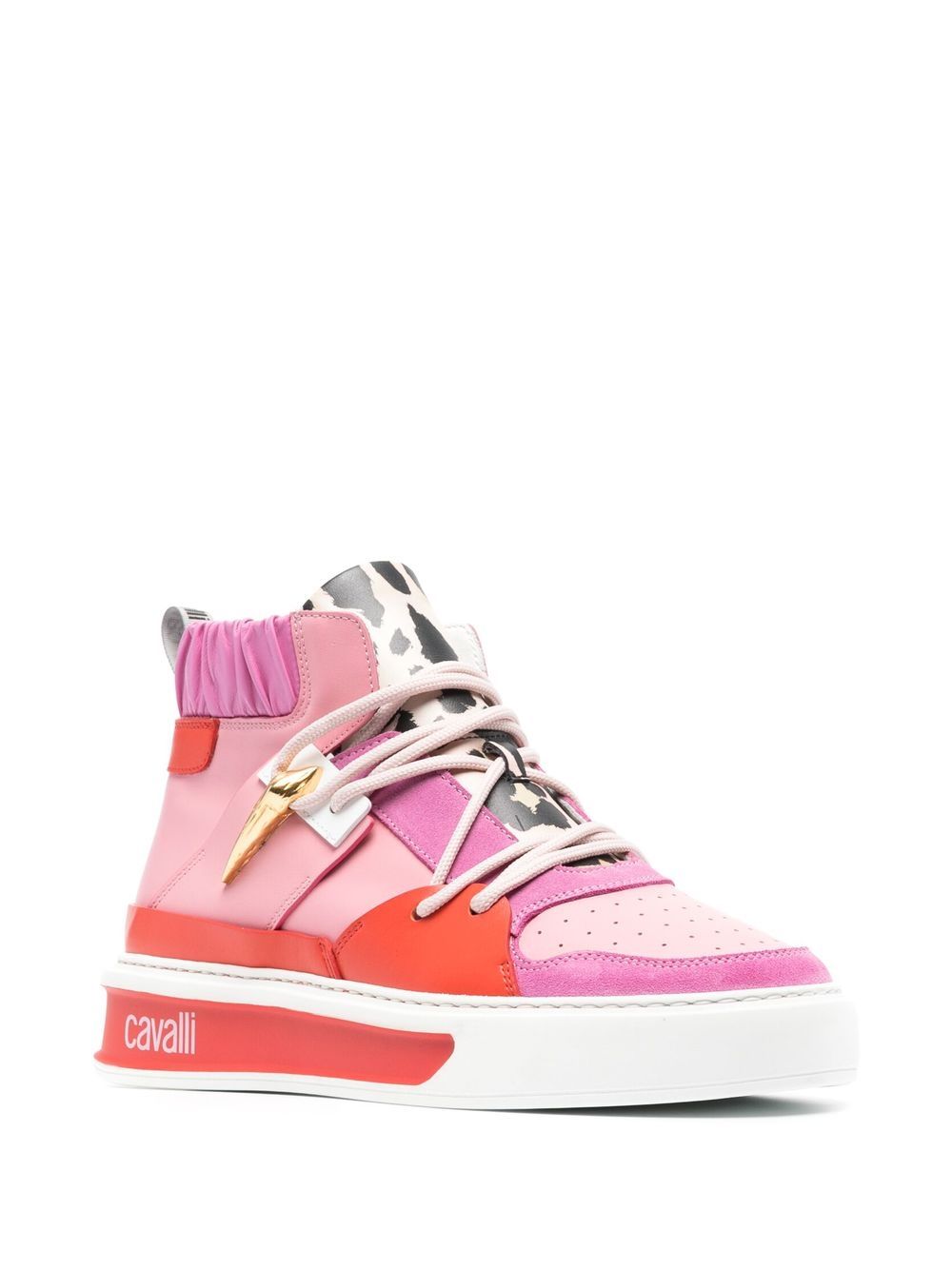 Roberto Cavalli Tiger Tooth high-top sneakers - Roze