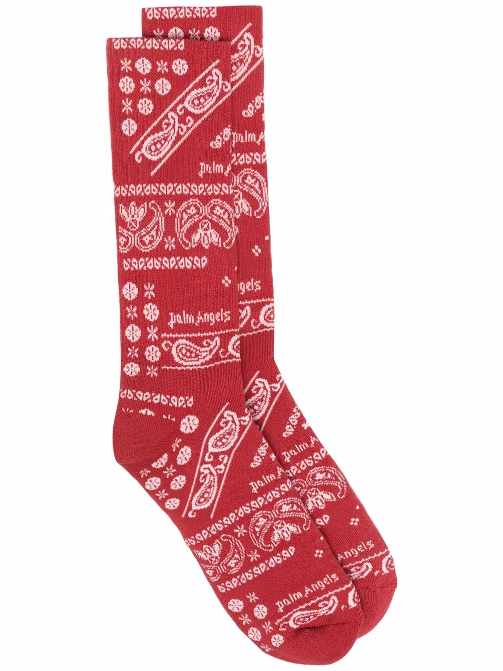 

Palm Angels bandana-print ribbed socks - Red