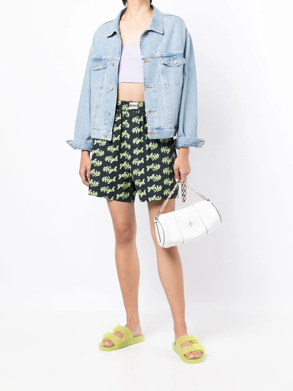 Shop Natasha Zinko Slogan-print Cotton Shorts In Blue