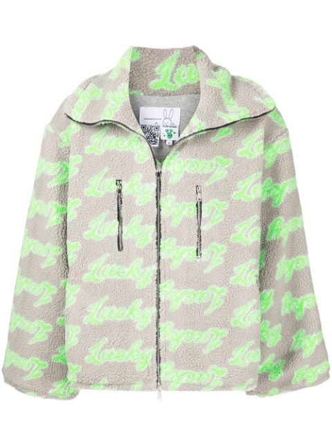 Natasha Zinko slogan-print zip-up fleece jacket