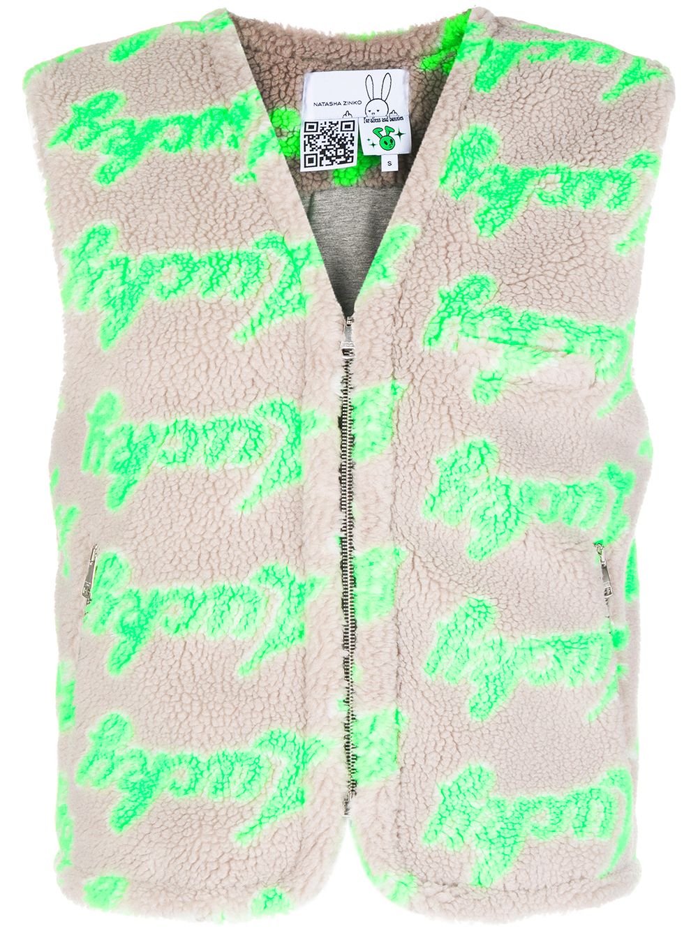 graphic-print gilet