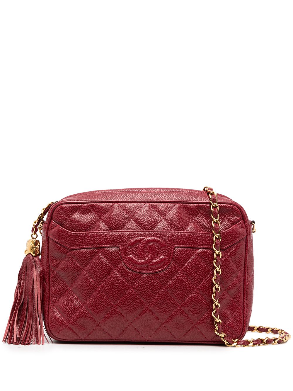 

Chanel Pre-Owned bolsa de hombro capitonada con logo CC 1992 - Rojo