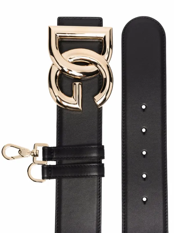 ♡Dolce＆Gabbana ロゴ入りバックルレザーベルト Dolce & Gabbana ロゴバックル レザーベルト | ブラック | FARFETCH JP