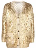 Valentino Garavani metallic-effect V-neck cardigan - Gold
