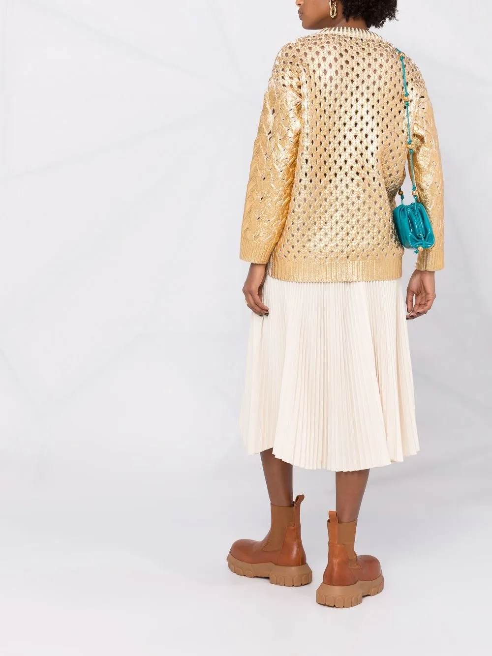 metallic-effect V-neck cardigan