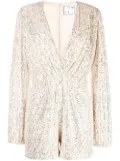 In The Mood For Love sequinned long-sleeve playsuit - Silver
