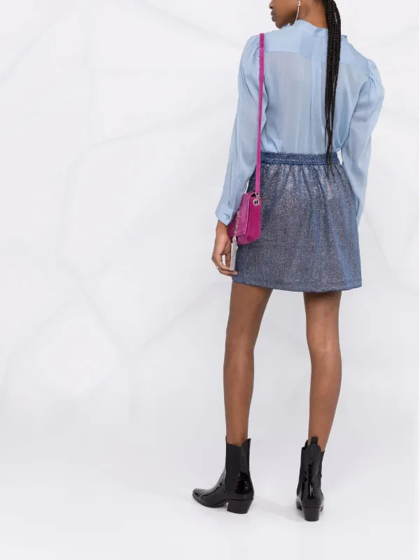 metallic wrap mini skirt