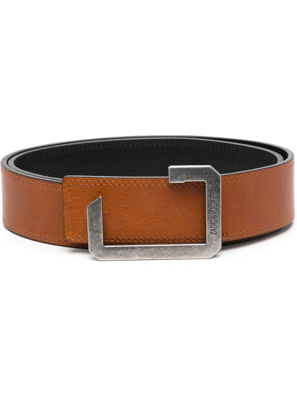 Zadig & Voltaire La Reversible Leather Belt In Braun