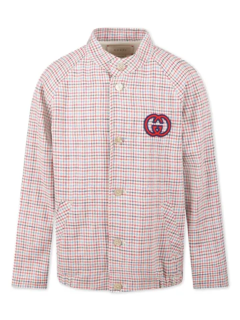 Gucci Kids logo-patch checked shirt jacket