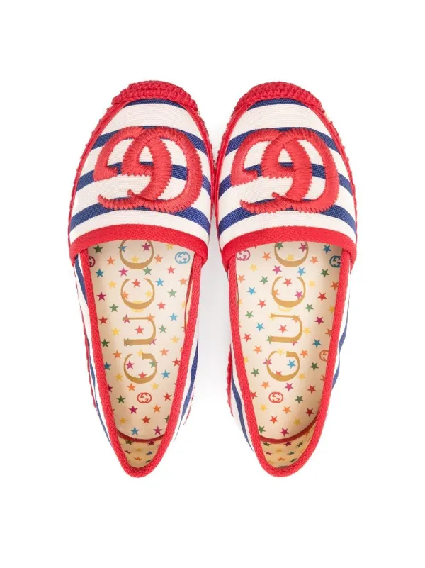 Gucci Kids Logo Striped Espadrilles | Blue | FARFETCH
