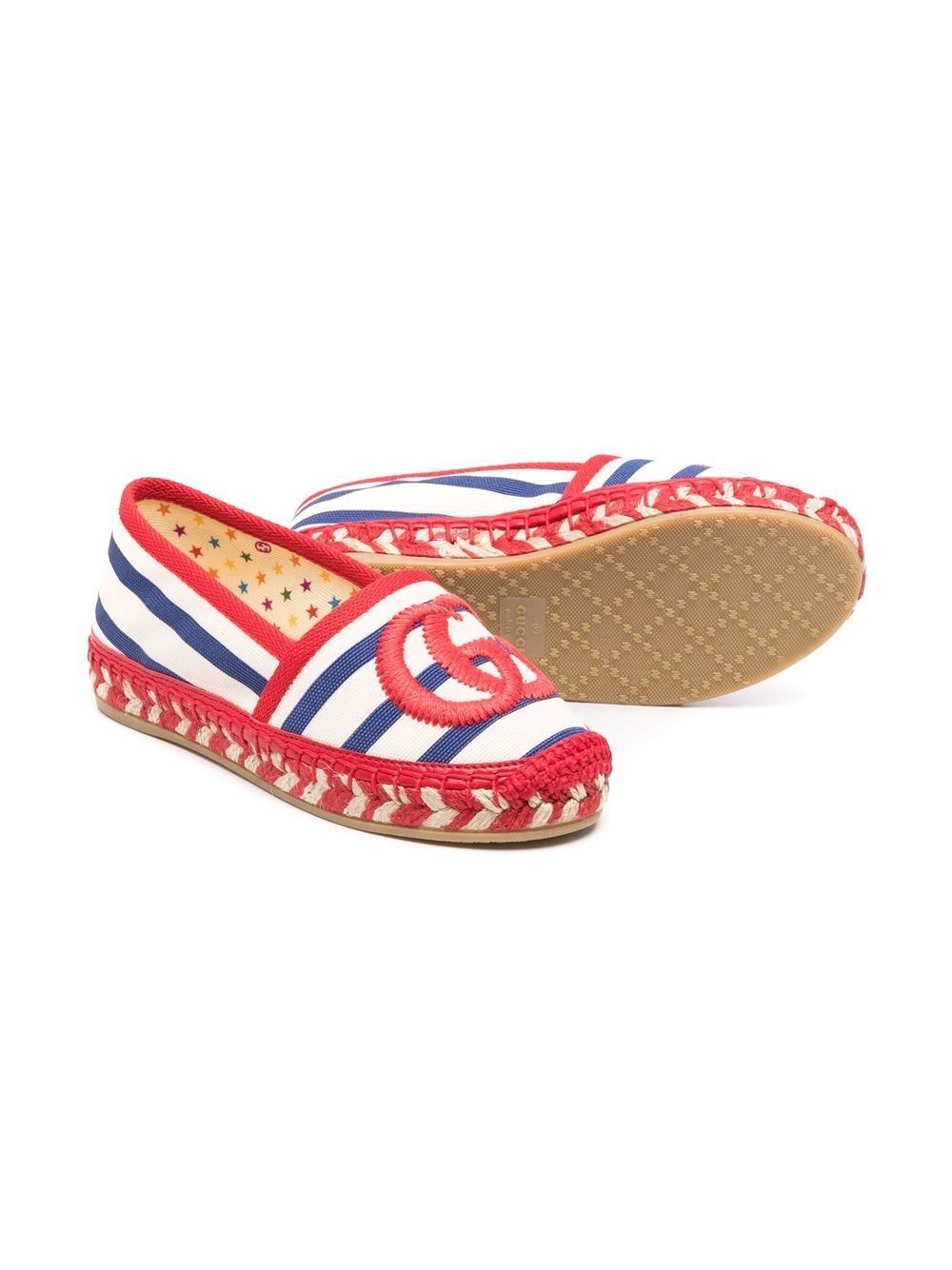 Gucci Kids logo striped espadrilles - Blue