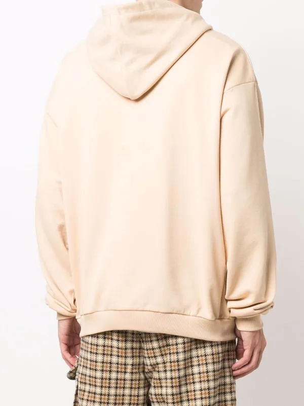 beige knitted moletom com capuz