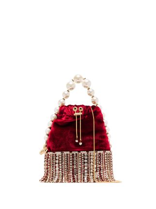 Velvet handbag with gemstones